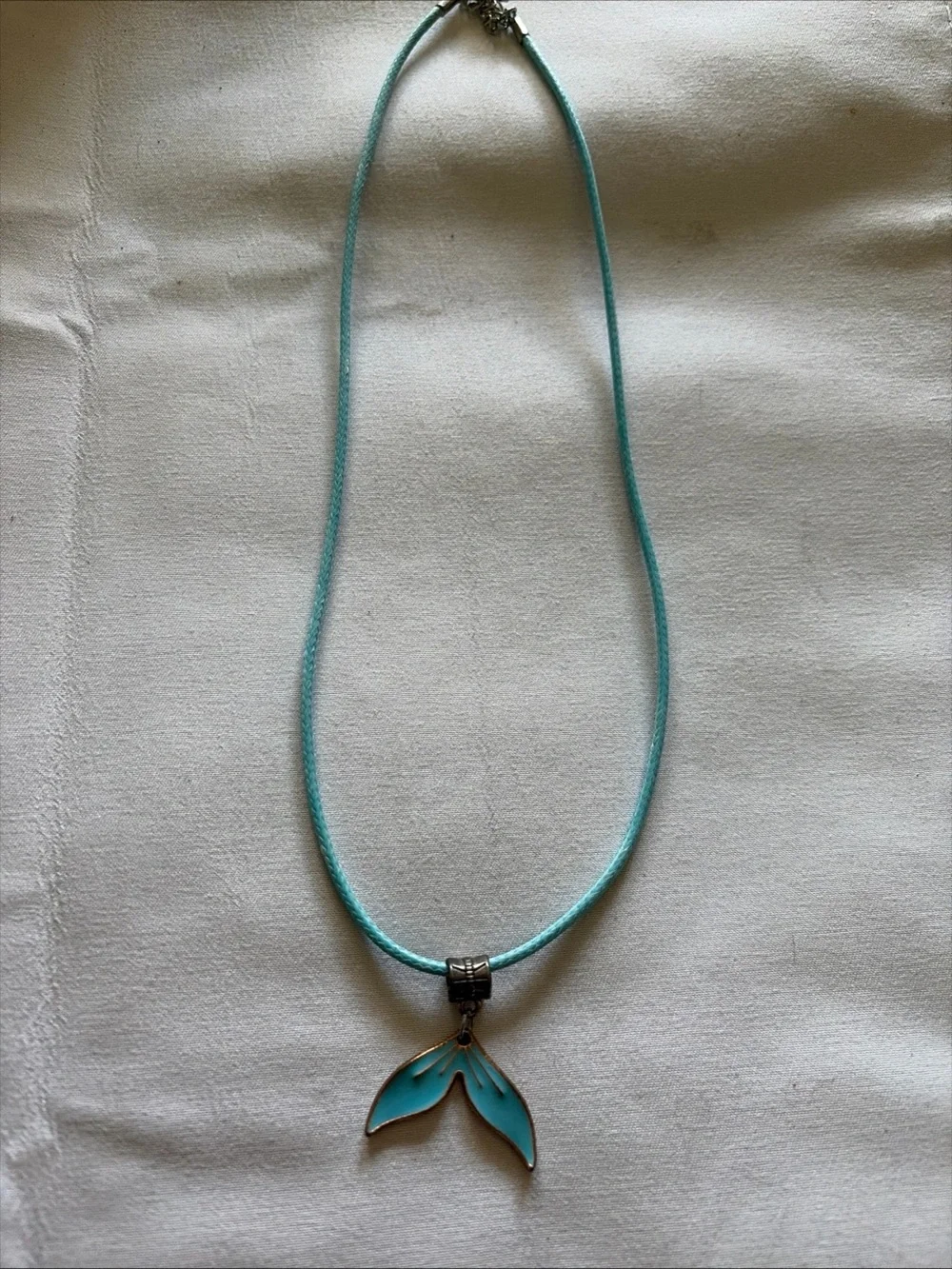 One of a kind blue mermaid fin pendant necklace.
